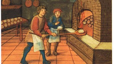Painting of Medieval bakers